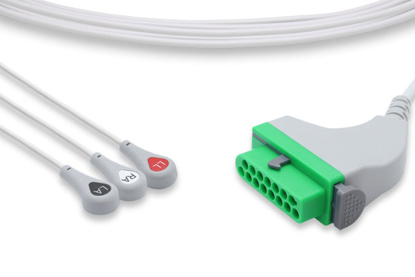 Fukuda Denshi Compatible Direct-Connect ECG Cable / 3 Leads Snap
