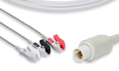 Mortara > Burdick Compatible Direct-Connect ECG Cable / 3 Leads Pinch/Grabber