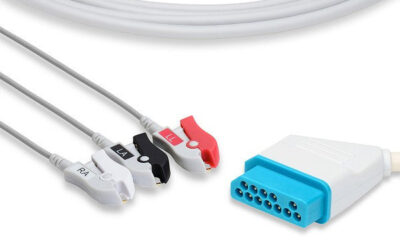Nihon Kohden Compatible Direct-Connect ECG Cable / 3 Leads Pinch/Grabber