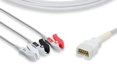 MEK Compatible Direct-Connect ECG Cable / 3 Leads Pinch/Grabber