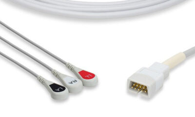 MEK Compatible Direct-Connect ECG Cable / 3 Leads Snap