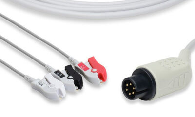 MEK Compatible Direct-Connect ECG Cable / 3 Leads Pinch/Grabber