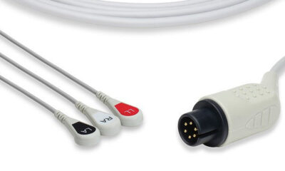MEK Compatible Direct-Connect ECG Cable / 3 Leads Snap