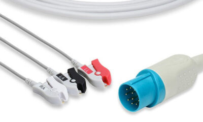Nihon Kohden Compatible Direct-Connect ECG Cable / 3 Leads Pinch/Grabber