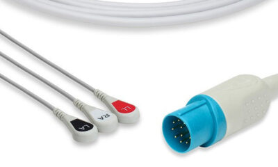 Nihon Kohden Compatible Direct-Connect ECG Cable / 3 Leads Snap
