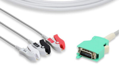 Nihon Kohden Compatible Direct-Connect ECG Cable / 3 Leads Pinch/Grabber