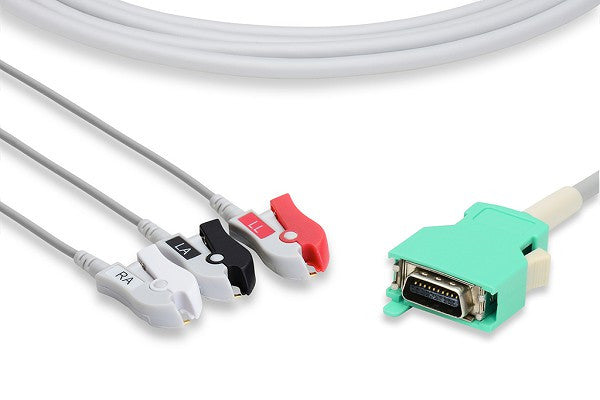 Nihon Kohden Compatible Direct-Connect ECG Cable / 3 Leads Pinch/Grabber