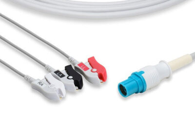 Draeger Compatible Direct-Connect ECG Cable / 3 Leads Pinch/Grabber