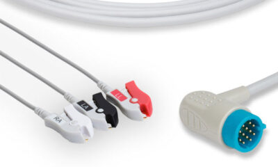 Stryker > Medtronic > Physio Control Compatible Direct-Connect ECG Cable / 3 Leads Pinch/Grabber