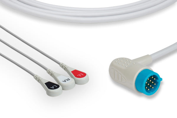 Stryker > Medtronic > Physio Control Compatible Direct-Connect ECG Cable / 3 Leads Snap