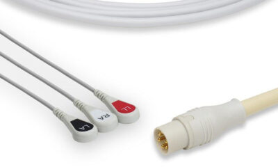CAS Med Compatible Direct-Connect ECG Cable / 3 Leads Snap