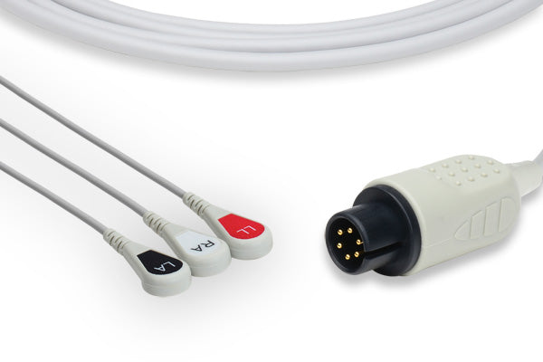 Siemens Compatible Direct-Connect ECG Cable / 3 Leads Snap