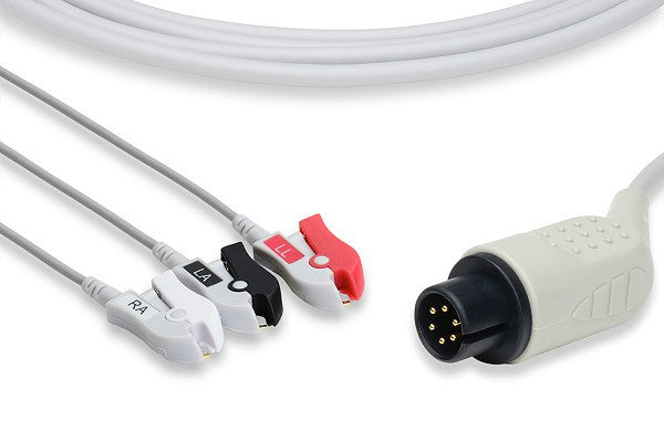 Welch Allyn Compatible Direct-Connect ECG Cable / 3 Leads Pinch/Grabber