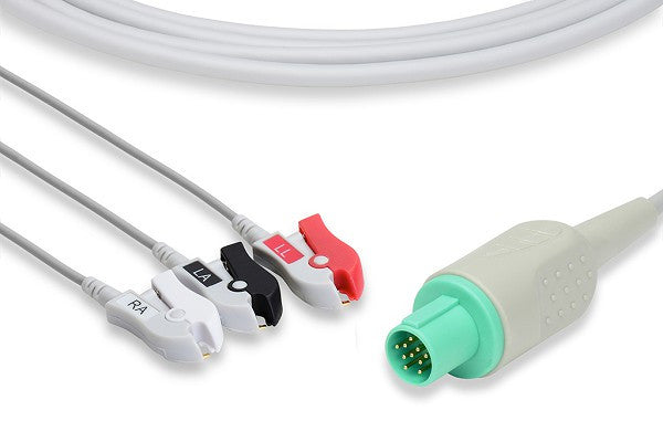Hellige Compatible Direct-Connect ECG Cable / 3 Leads Pinch/Grabber