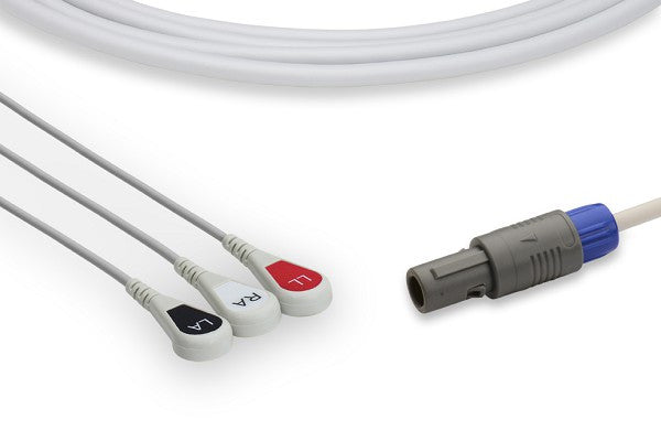 Siemens Compatible Direct-Connect ECG Cable / 3 Leads Snap