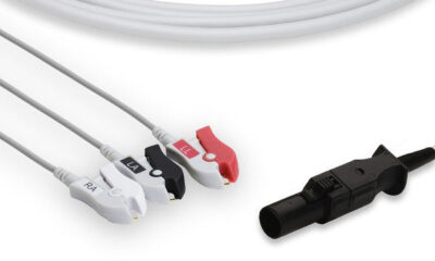 CAS Med Compatible Direct-Connect ECG Cable / 3 Leads Pinch/Grabber