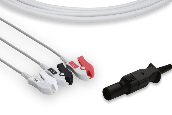 CAS Med Compatible Direct-Connect ECG Cable / 3 Leads Pinch/Grabber