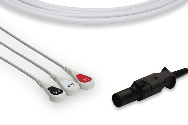 CAS Med Compatible Direct-Connect ECG Cable / 3 Leads Snap