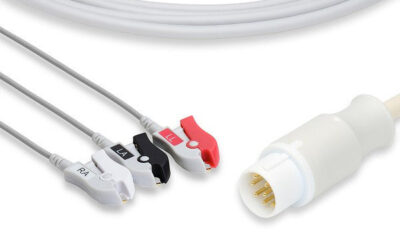 Mennen Compatible Direct-Connect ECG Cable / 3 Leads Pinch/Grabber