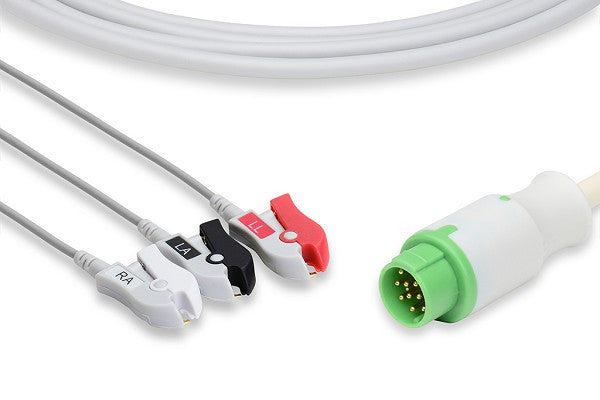 Mennen Compatible Direct-Connect ECG Cable / 3 Leads Pinch/Grabber