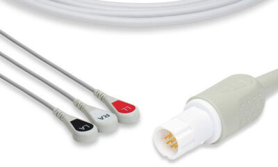 Draeger Compatible Direct-Connect ECG Cable / 3 Leads Snap