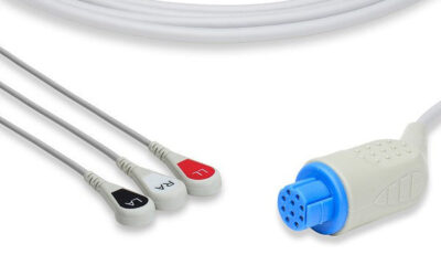 Datex Ohmeda Compatible Direct-Connect ECG Cable / 3 Leads Snap