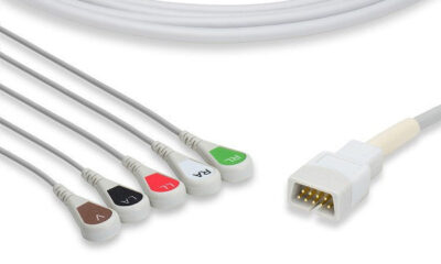 MEK Compatible Direct-Connect ECG Cable / 5 Leads Snap