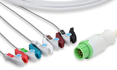 Mennen Compatible Direct-Connect ECG Cable / 5 Leads Pinch/Grabber