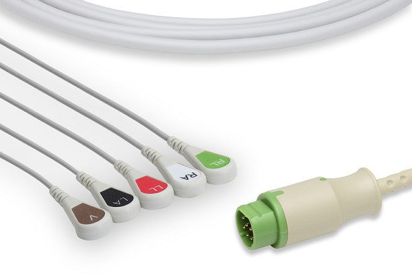 Siemens Compatible Direct-Connect ECG Cable / 5 Leads Snap