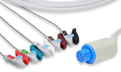 Datex Ohmeda Compatible Direct-Connect ECG Cable / 5 Leads Pinch/Grabber