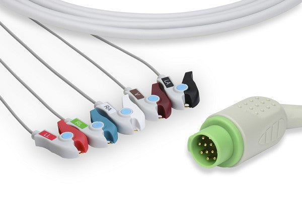 Fukuda Denshi Compatible Direct-Connect ECG Cable / 5 Leads Pinch/Grabber
