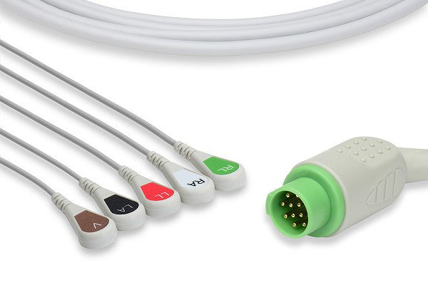 Fukuda Denshi Compatible Direct-Connect ECG Cable / 5 Leads Snap