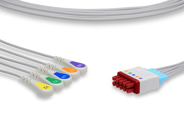 GE Healthcare > Marquette Compatible ECG Leadwire / 5 Leads V2-V6 Snap (Grouped)